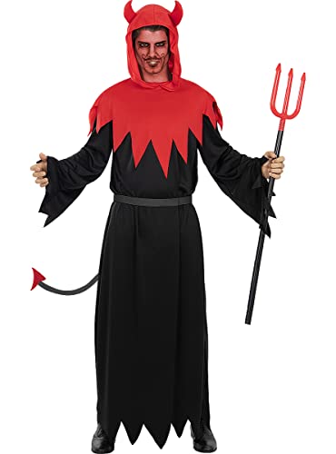 Funidelia | Teufel Kostüm für Herren ▶ Dämonen, Teufel, Halloween, Horror - Kostüm für Erwachsene & Verkleidung für Partys, Karneval & Halloween - Größe L - Rot