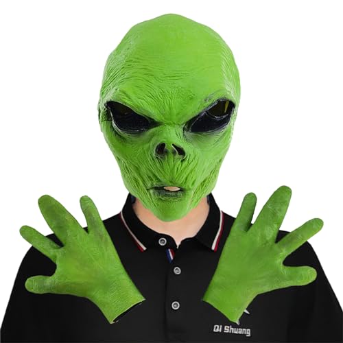 Swetopq Halloween Alien Maske Handschuhe Gruselige Maske Alien Cosplay Kostüme Requisiten Für Erwachsene Halloween Cosplay Kostüm Zubehör Halloween Maske Halloween Maske Für Jungen
