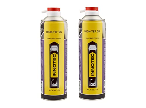 2 Stück Innotec High-TEF Oil Teflonöl Schmieröl auf PTFE-Basis - Perfekter Korrosionsschutz - verdrängt Feuchtigkeit - Silikonfrei - nahezu transparentes Schmierprodukt - 500ml Sprühdose