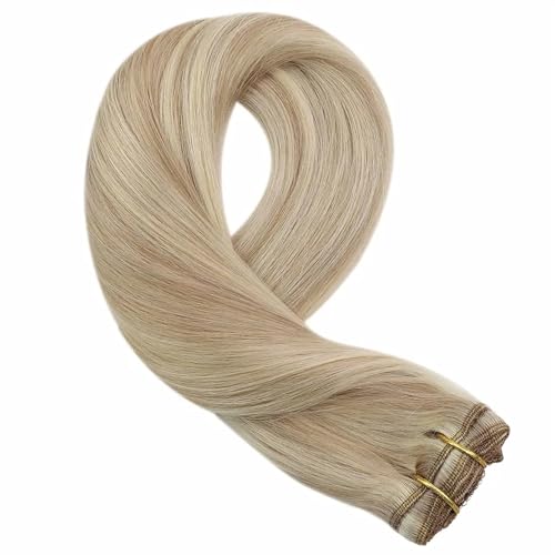 Clip-in-Haarverlängerungen, Echthaar, seidig glatte Haarverlängerung, blonde Haarverlängerung (Color : P18-613, Size : 24 INCHES_)=45%_120G/SET)