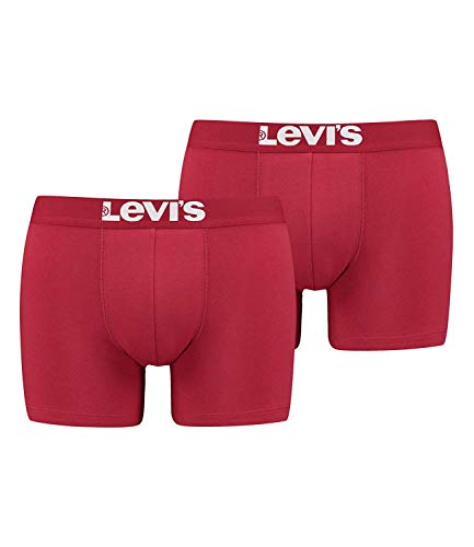 Levi's Herren Levis Men SOLID Basic Boxer 2P Boxershorts, Rot (Chili Pepper 186), X-Large (Herstellergröße: 040) (2er Pack)