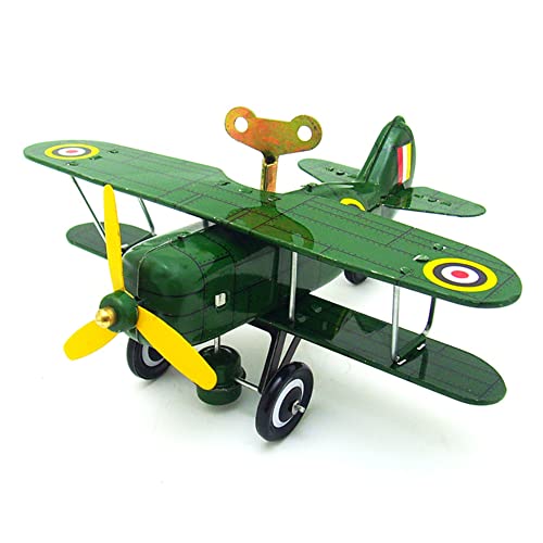 FLADO Kinder-Blechspielzeug, Retro-MS454-Blechflugzeug, Aufziehspielzeug, kreatives Vintage-Sammelspielzeug, Geschenk für Jungen und Mädchen, Eltern-Kind-Interaktion (gelb) (Grün)