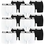 PUMA 12 er Pack Boxer Boxershorts Men Herren Unterhose Pant Unterwäsche, Farbe:301 - White/Black, Bekleidungsgröße:S