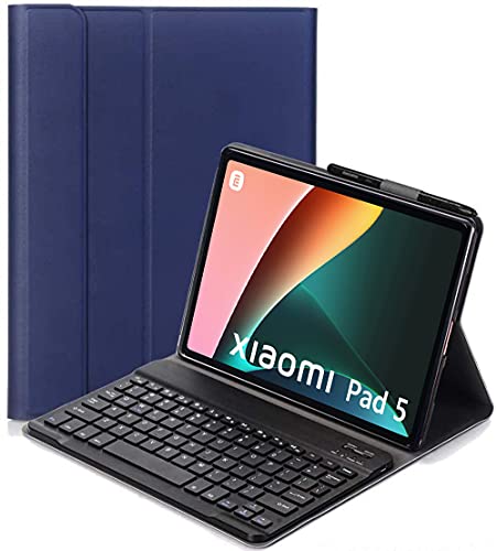 YHFZR Spanish Keyboard Case Ñ für Xiaomi Mi Pad 5/5 Pro 11 Zoll, Spanish Ultra Slim Keyboard Case mit magnetisch abnehmbarem drahtlosem Bluetooth für Xiaomi Mi Pad 5/5 Pro 11 Zoll, Blau