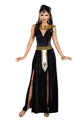 Dreamgirl 10290 Exquisites Cleopatra Egyptian Erwachsenenkostüm, Schwarz/Gold, XL