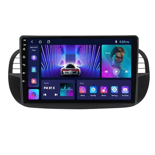 Android 12 Autoradio Für FIAT 500 9 Zoll Touchscreen Mit Rückfahrkamera GPS Navigation Unterstützung HiFi/WiFi//RDS/DSP/Lenkradsteuerung/Mirror Link (Color : B, Size : M200S - 8 Core 2+32G 4G+WiFi