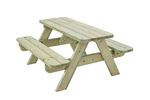 Sitzgruppe für Kinder aus Holz, grün imprägniert, Picknickmöbel, Kindersitzgruppe Tisch mit zwei Bänken