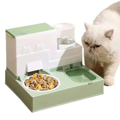 2-in-1 Katzenfutter- und Wassernapf-Set, automatische Haustier-Tränkenäpfe, automatischer Katzen-Futterspender, automatische Hunde-Katzen-Futterspender für kleine Hunde, Welpen, Katzen, Kätzchen