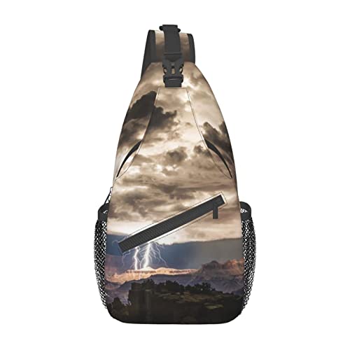 Grand Canyon Schulterrucksack mit dunklem Wolken-Druck, leicht, faltbar, Umhängetasche, wasserabweisend, für den täglichen Gebrauch, Schwarz , Einheitsgröße