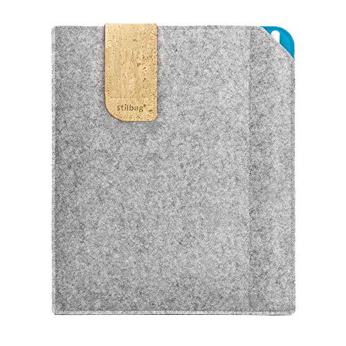 Stilbag Filztasche für Huawei MediaPad M5 8 | Etui Case aus Merino Wollfilz und Kork mit Stylus Fach | Modell KUNO in hellgrau - Azur | Tablet Schutz-Tasche Made in Germany