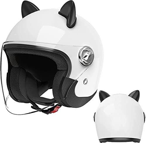NAIQIALUO Helm mit offenem Gesicht · Klassischer Jugend-Elektroroller mit Katzenohren Offener 3/4-Motorradhelm, Leichter Mopedhelm für Roller, ATV-Straßenhelm, DOT-geprüft 4,50CM-64CM