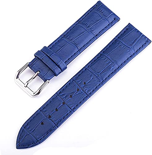 Herrenarmband, Lederarmband, Armband for Männer und Frauen, Uhrenarmband, Gürtel, Damen-Lederarmband, 10 24 mm mehrfarbige Uhrenarmbänder (Color : Blu)
