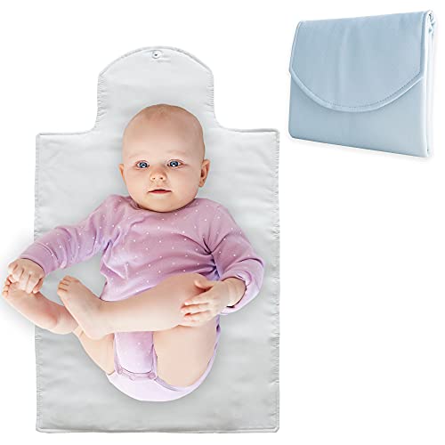 Duffi Baby Tragbare Wickelauflage aus Kunstleder. Faltbare Wickelunterlage für Neugeborene. Reise-Wickelunterlage, wasserdicht, weich gepolstert, Spaziergänge, Kreise, Farbe, Blau, klein