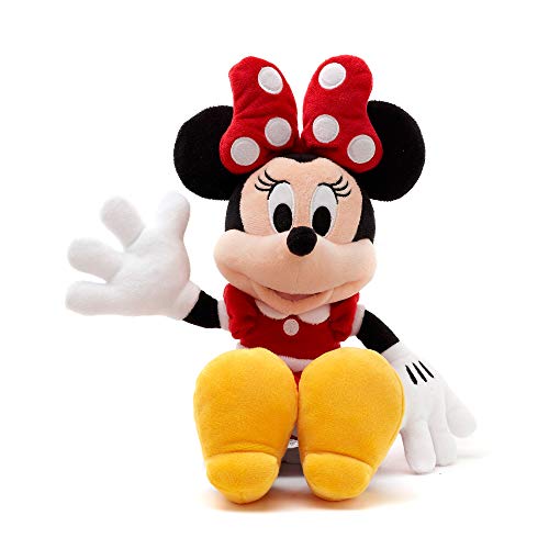 Disney Store Kleines Kuscheltier Minnie Maus, 33 cm / 12”, Kultfigur roten Pünktchenkleid mit Schleife und Stickereien, für alle Altersstufen geeignet