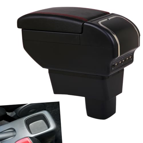 QCALAZ Für Suzuki Für Swift 2005-2021 Armlehnenbox Neue Aufbewahrungsbox Mittelkonsole Getränkehalter Autozubehör Innenraum Nachrüstteile USB (F Schwarz Rot KEIN USB)