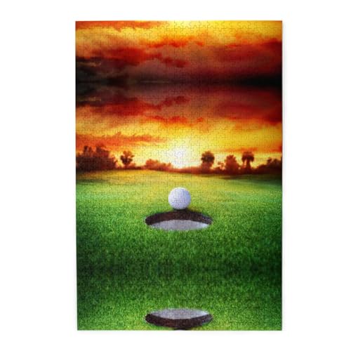 Sport Golfball Sonnenuntergang Baum 1000 Holzpuzzles in Kunststoffboxen (vertikale Version), die erste Wahl für die Freizeit