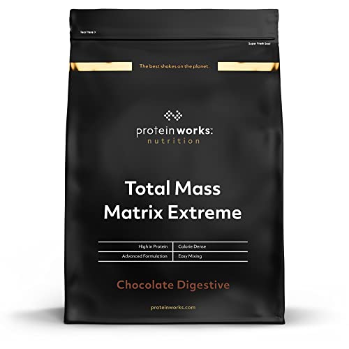 Total Mass Matrix Extreme Proteinpulver | Digestive Schokoladen Kekse | Mass Gainer | Kalorienreicher Weight Gainer | Mit Glutamin, Creatin & Vitaminen | THE PROTEIN WORKS | 1.325kg