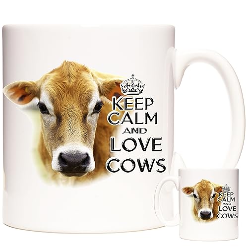 Tasse aus Jersey mit Kuh-Motiv, Keep Calm and Love Cows