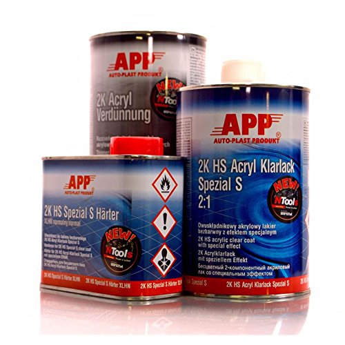 APP 2K HS Klarlack SpezialS (kratzfest) 1 Liter + 0,5 Liter Härter kurz 1L Verdünnung 020109KV
