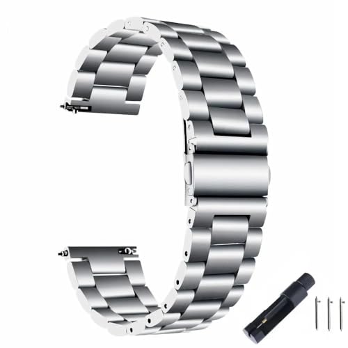 BOLEXA edelstahl uhrenarmband 18 20 22 24mm Quick Release Edelstahl Uhrenarmband for Frauen Männer Universal Armband Uhr Zubehör Mit Werkzeug (Color : Silver, Size : 22mm)