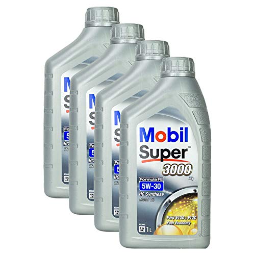 4x Motoröl Mobil Super 3000 X1 Formula Fe 5w-30 1l Hochwertiges Hochleistungs Motoren Öl Verschleißschutz Kraftstoff Sparend Benzin Und Diesel Motor High Performance Oil