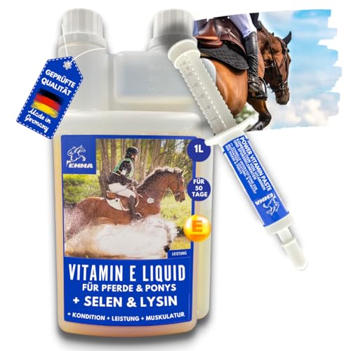 EMMA® Vitamin E Selen Lysin fürs Pferd I SPARSET I Muskulatur & Stoffwechsel I Plus Aminosäure Booster 30 ml + 1 L