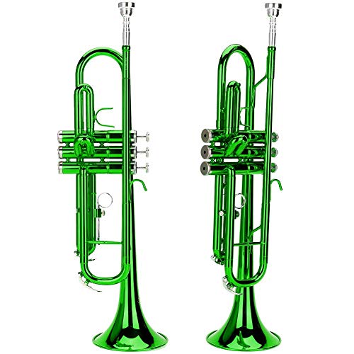Blasinstrument, Trompete, nicht leicht zu rosten Glatte Oberfläche Lange Lebensdauer für Übungsinstrumentenliebhaber Weihnachtsgeschenke Leistung(green)