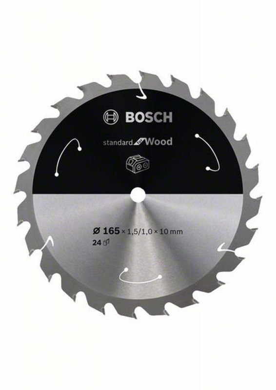 Bosch Akku-Kreissägeblatt Standard for Wood, 165 x 1,5/1 x 10, 24 Zähne 2608837679