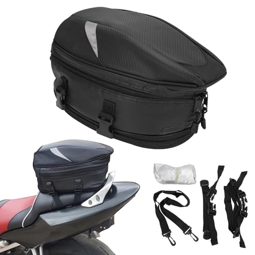 JFG RACING wasserdichte multifunktionale Gepäcktasche/Sitztasche fürs Motorrad, aus PU-Leder, Aufbewahrung für Motorradhelm und anderes, 18,5 Liter