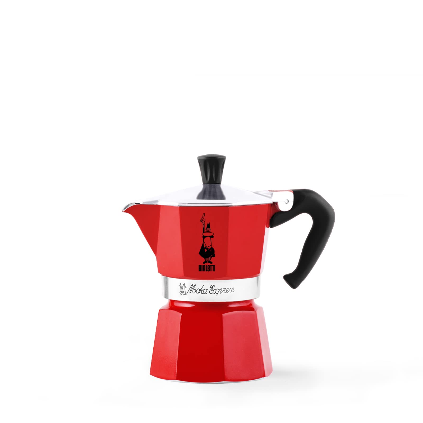 Bialetti - Moka Color: Ikonische Espressomaschine für die Herdplatte, macht echten Italienischen Kaffee, Moka-Kanne 6 Tassen (270 ml), Aluminium, Rot