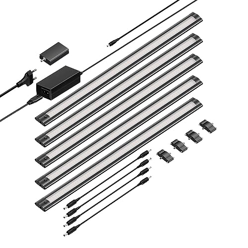 ledscom.de Smarte LED Unterbau-Leuchte SIRIS schwarz matt mit WLAN-Controller flach,Smart-Home, Alexa-fähig (Echo) je 50cm, je 531lm, warm-weiß, dimmbar, 5er Set