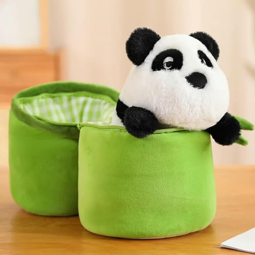 KiLoom New Bamboo Tube Panda Set Plush Toy Cute Plushies Stuffed Animal Bear Doll Reversible Design Children's Birthday Gift 25cm 2