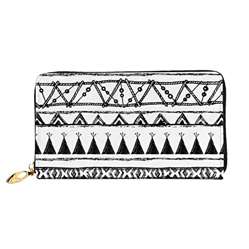 DOFFO Native American Patterns Print Leather Wallet For Women Coin Purse Case Wallet Slim Zip Phone Change Purse Clutch Card Holder, Indianer-Muster, One Size, Indianerische Muster, Einheitsgröße