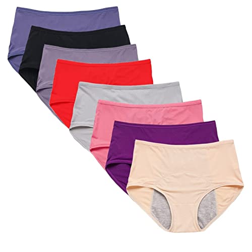 Inkontinenzunterwäsche, Atmungsaktive, Saugfähige Mesh-Unterwäsche für Damen, Damen-Menstruationszyklushöschen mit Hoher Taille, Auslaufsichere, Bequeme Baumwolle, 8er-Pack