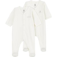 Petit Bateau Unisex Baby A0540 Pyjamaset, Marshmallow/PERLIN + Marshmallow, 12 Mois