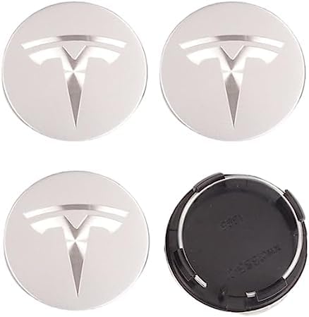 4 Stück Nabendeckel Radnabendeckel für Tesla Model S X 3 Y 56mm, Nabenkappen mit Logo Radnabenkappen, Wasserdicht Staubdicht Anti Rost Felgendeckel, Auto Accessoires,A