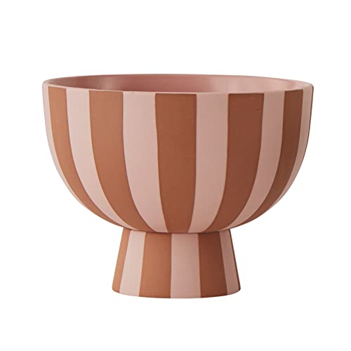 OYOY Living Toppu Mini Bowl Caramel / Rose - Deko Schale Vase Rosa / Braun Gestreift aus Keramik - ca. Ø12 x H10cm - L300249