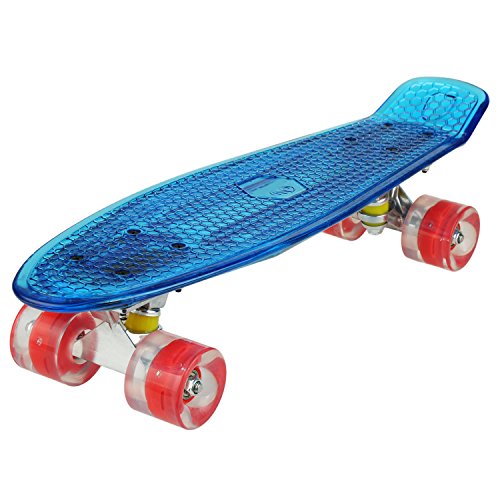 WeSkate Skateboard 22" Polycarbonat Kunstsoff Cruiser Pro Street Skate Board mit LED Blinkt Räder/Deck