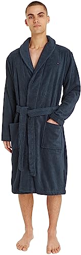 Tommy Hilfiger Herren Icon Bathrobe Bademantel, Blau (Navy Blazer-PT 416), Large