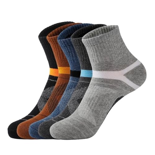 THEPOS Fünf Paare Baumwolle Männer Socken Sport Laufen Atmungsaktiv Casual Sommer Weiche Fitness Kompression Mittelrohr Männliche Socke (Color : 5 Pairs Mix, Size : EUR 38-45)