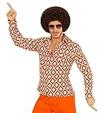 70er Jahre Retro HEMD mit und ohne Muster Disco Herren Kostüm Siebziger Schlager, Größe:L/XL;Farbe:Rhombus