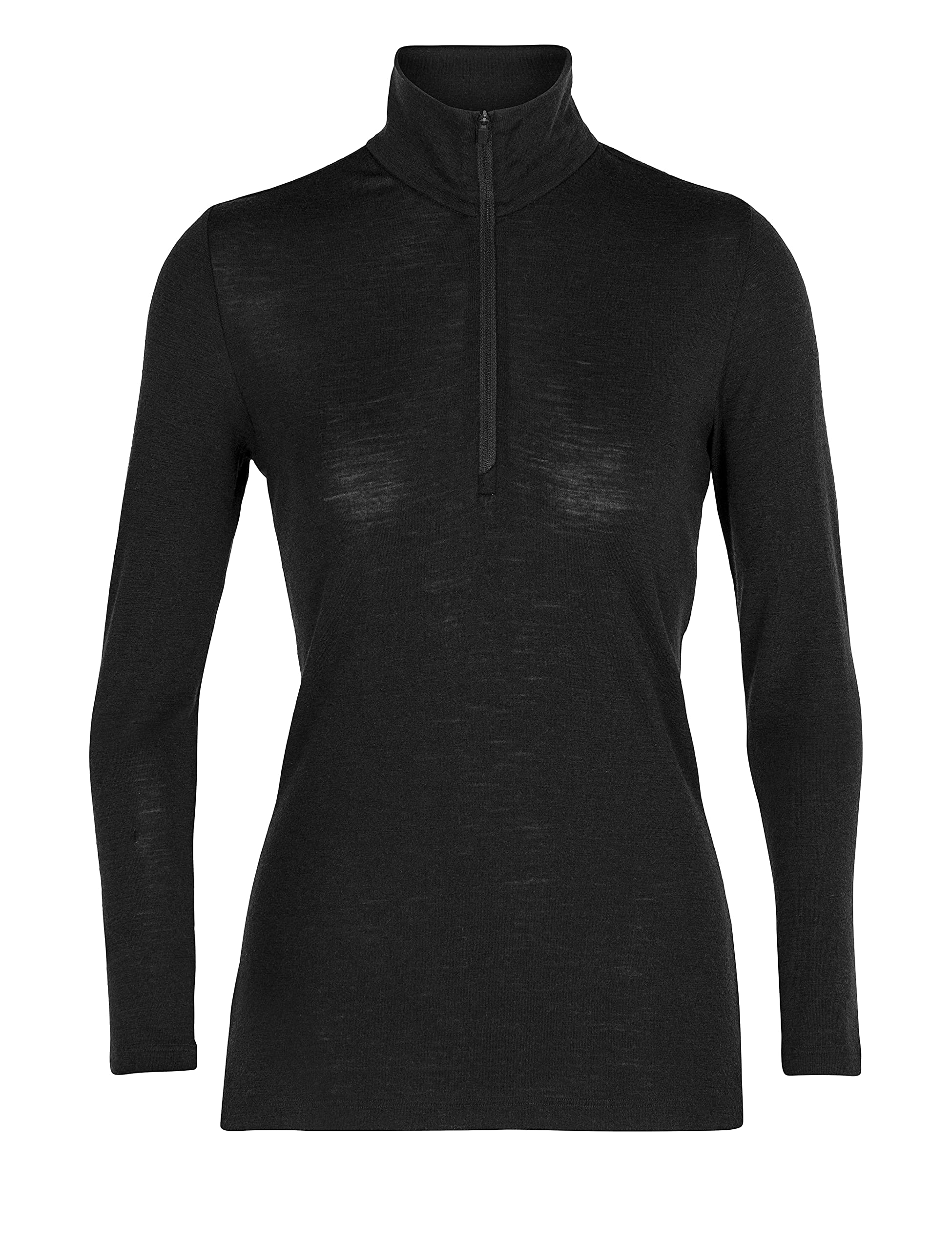 Icebreaker Damen 100% Merino Wolle Everyday Langarmshirt mit halben Reißverschluss - 175 Ultraleichtes Material - Schwarz, L