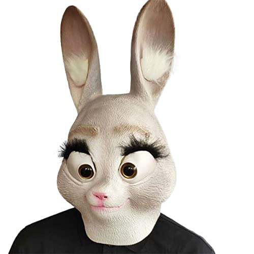 Hworks Zootopias Kaninchen Maske Latex Kopfbedeckung Cosplay Kostüm Requisiten für Halloween Party