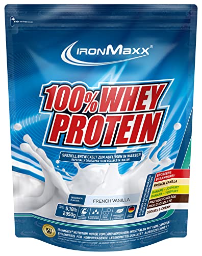 IronMaxx 100% Whey Proteinpulver - Vanille Eiweißpulver Whey für Proteinshake - Wasserlösliches Proteinpulver mit French Vanilla Geschmack - 1 x 2,35 kg Beutel