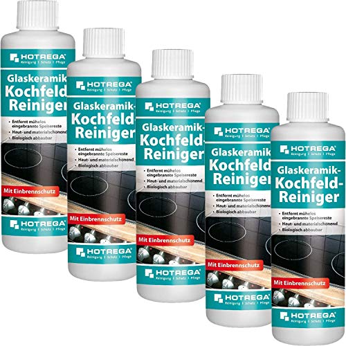 5 x HOTREGA Glaskeramik-Kochfeld-Reiniger 250ml Flasche