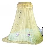Betthimmel-Netz, Moskitonetz für Bett rund Decke für Mädchen – passend für 1,5 m Bett (gelb)