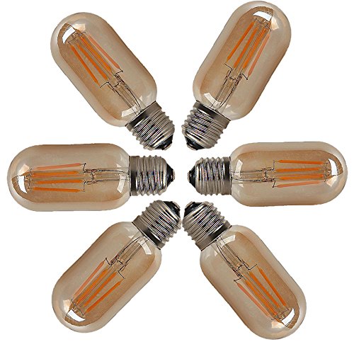 OUGEER 6 Stücke LED E27 4W T45 Filament Glühbirne Edison Vintage Glühlampe Lampe Birne Warmes Licht 2300K,Nicht Dimmbar 400LM AC 220-240V
