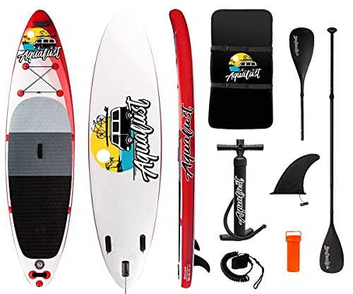 AQUALUST 10'6" SUP Board Stand Up Paddle Surf-Board aufblasbar Paddel Leash ISUP 320x81cm red
