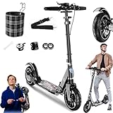 GHBXJX Cityroller Tretroller Erwachsene 150 kg Tragkraft, City Roller Kinder, 200mm Big Wheel Scooter mit Bremsen und Stoßdämpfern, Kickboard Klappbar & Höhenverstellbar,Schwarz Scooter