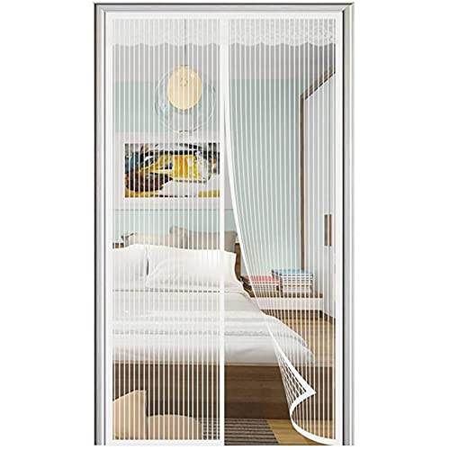 Moskitonetz Magnetfenster-Moskitonetz Tür 90 x 205 cm Moskitonetz Vorhang schließt sich von selbst Verhindern Insekten, für Wohnzimmer Tür Balkon, weiß